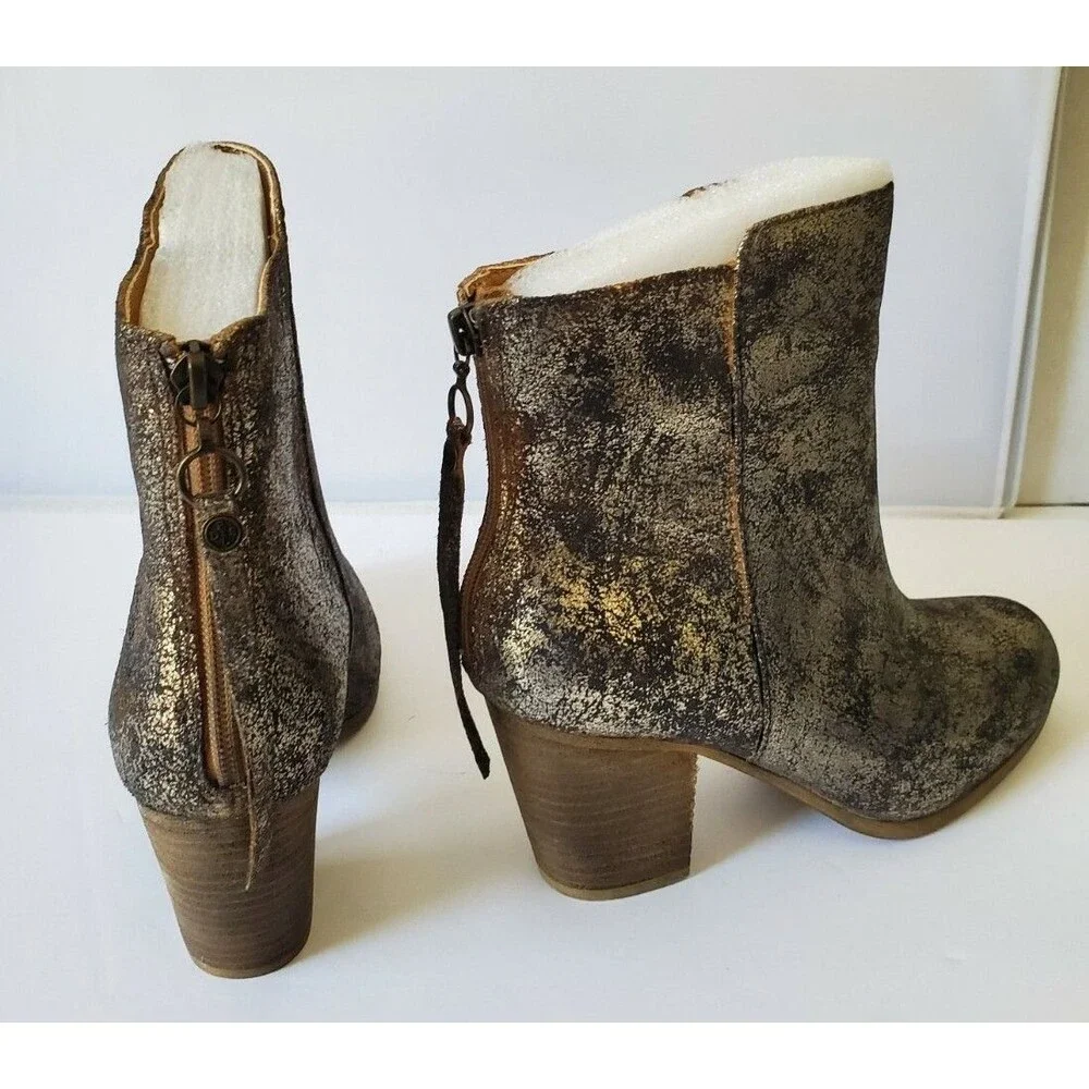 DENIM & SUPPLY RALPH LAUREN MARIELA Metallic Silver LEATHER BOOTIE Boots 8 B